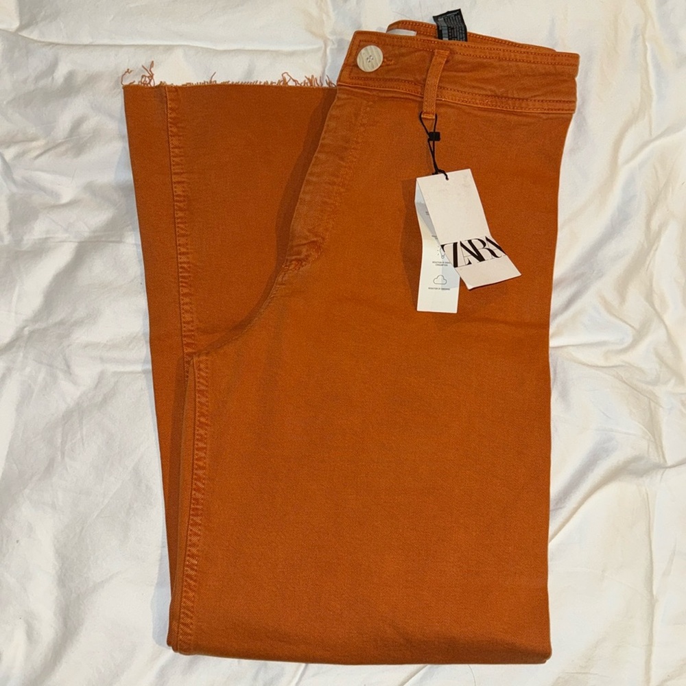 Zara “The Marine Straight’ orange pants Size8